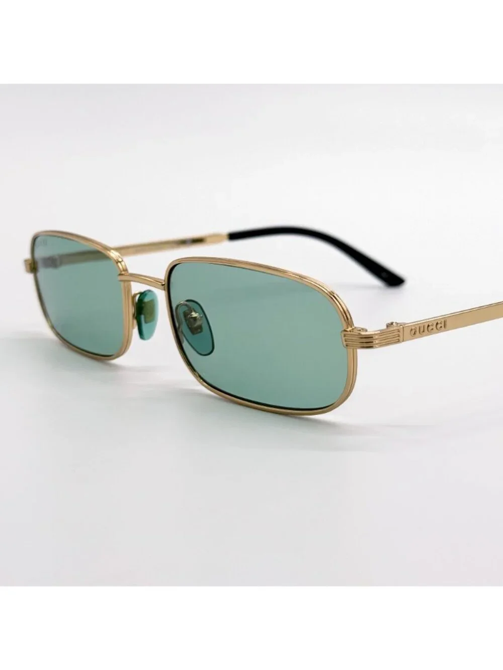 New Gucci Gold Green Square Unisex Sunglasses GG1457S 005